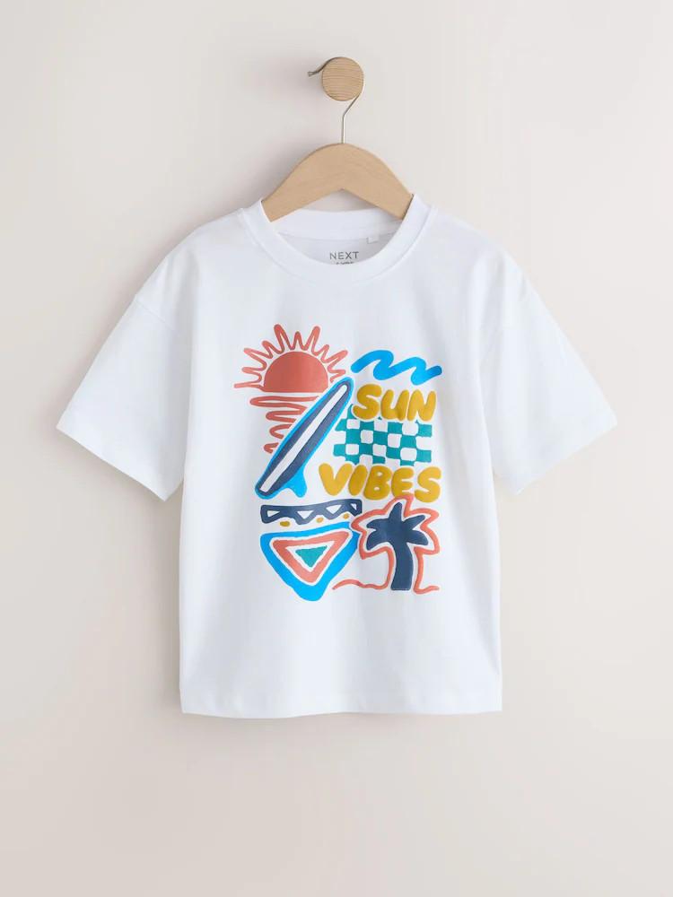 White Sun Vibes Short Sleeve Graphic T-Shirt (3-16yrs) | Next US