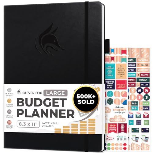 Clever Fox Budget Planner, Monthly Bill Tracker Book 8.3"x11" Black | Amazon (US)