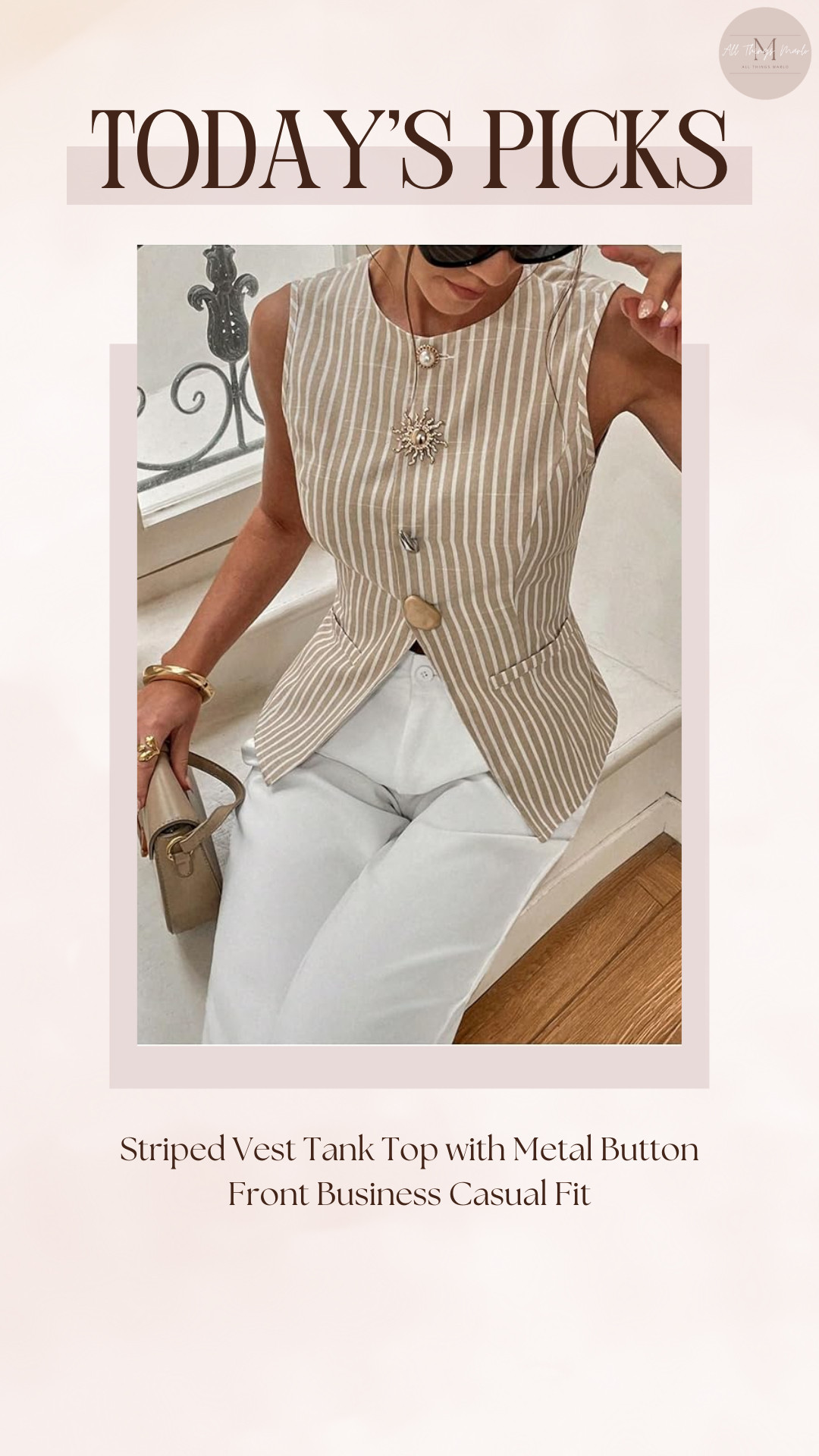 Striped Vest Tank Top with Metal Button Front Business Casual Fit 

 #LTKSeasonal #LTKWorkwear #LTKTravel