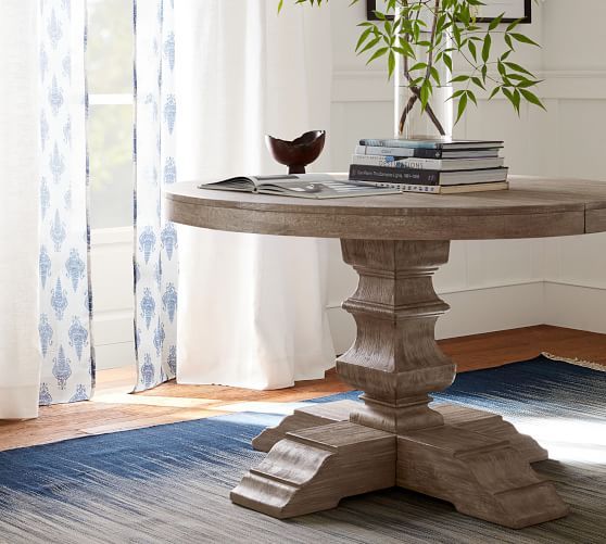 Banks Extending Pedestal Dining Table, Gray Wash | Pottery Barn (US)