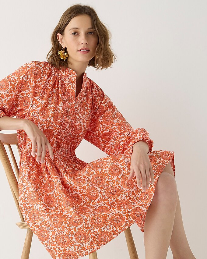 Ruffle-collar mini dress in cotton poplin floral bouquet | J. Crew US