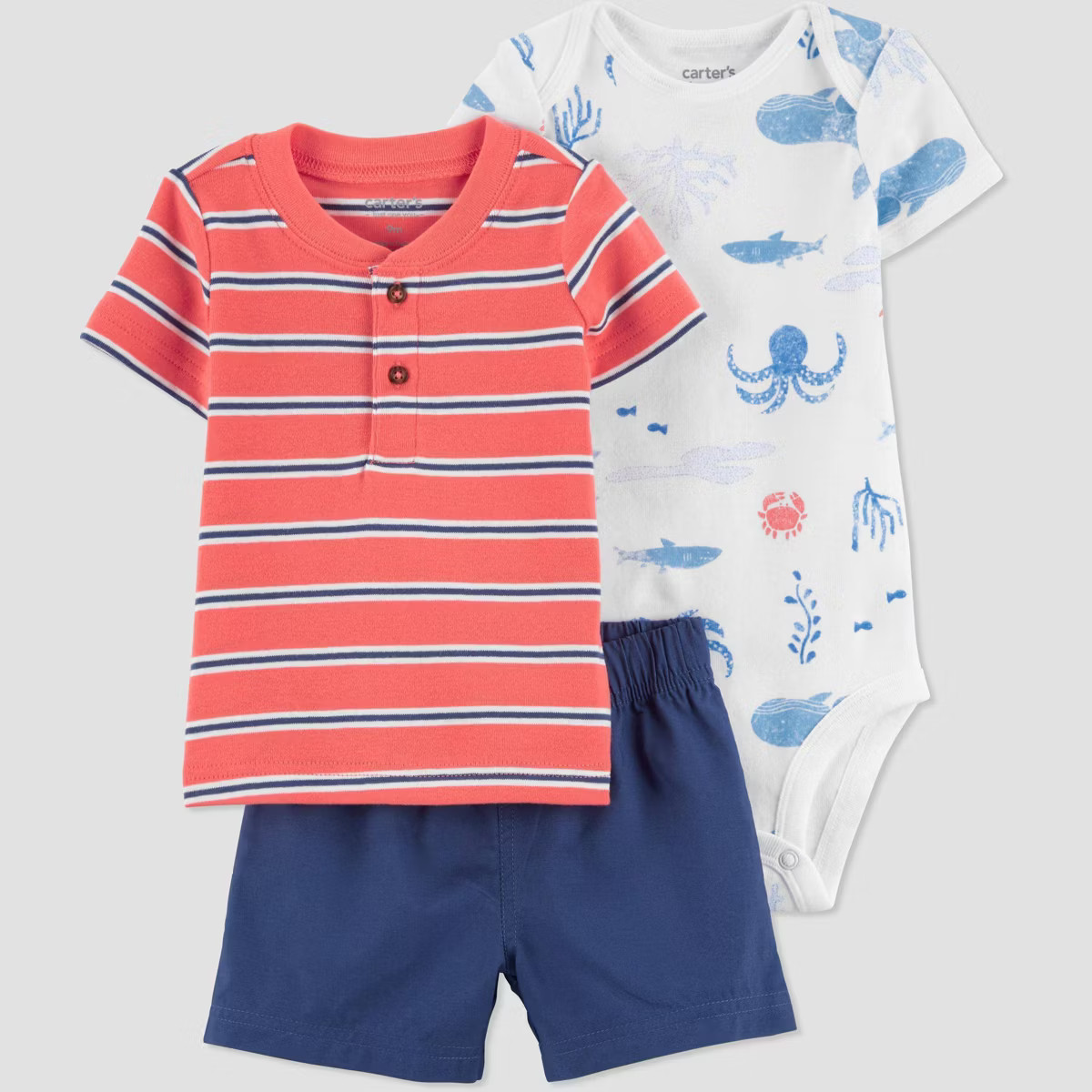 Carter's Just One You® Baby Boys' Striped Sea Top & Bottom Set - Orange | Target