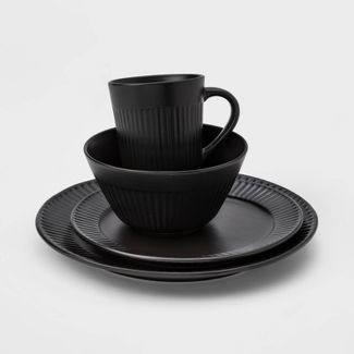 16pc Stoneware Harrison Dinnerware Set Black - Threshold™ | Target