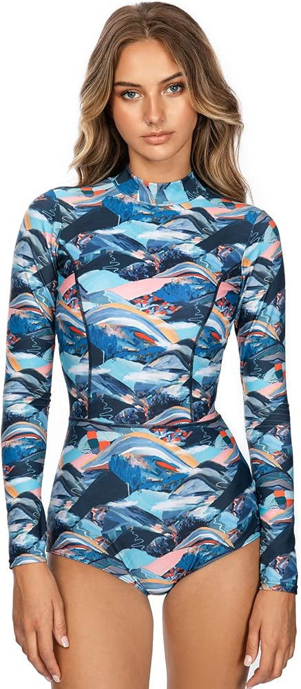 AXESEA Womens Rash Guard UPF 50+ Long Sleeve Swim Shirt One Piece Bathing Suit Swimsuit | Amazon (US)