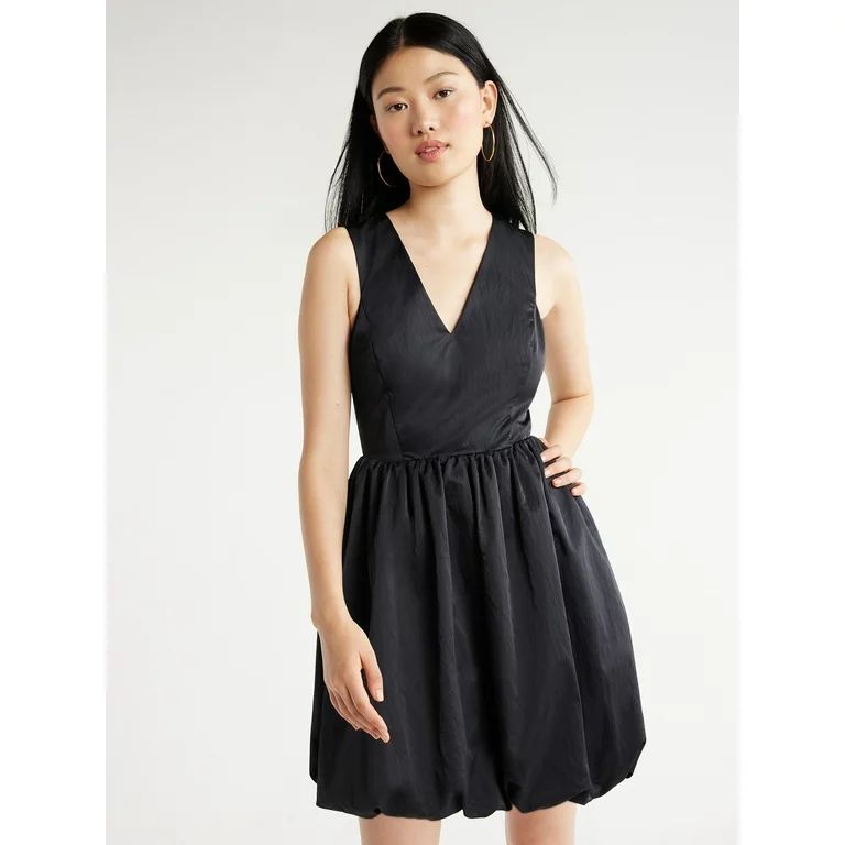 Scoop Women's Sleeveless V-Neck Balloon Mini Dress, Sizes XS-XXL - Walmart.com | Walmart (US)