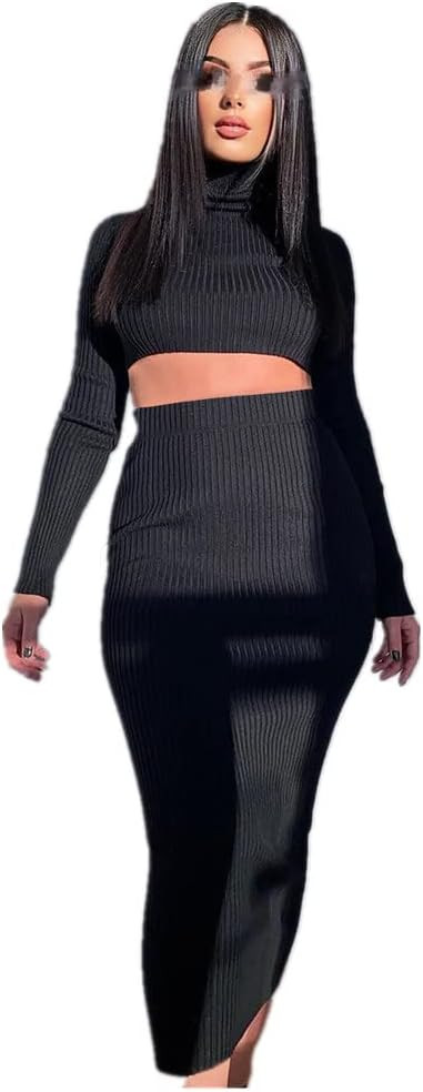 Neck Threaded Sleeve T-Shirt Waist Skirt Set Women's Two Piece | Amazon (US)