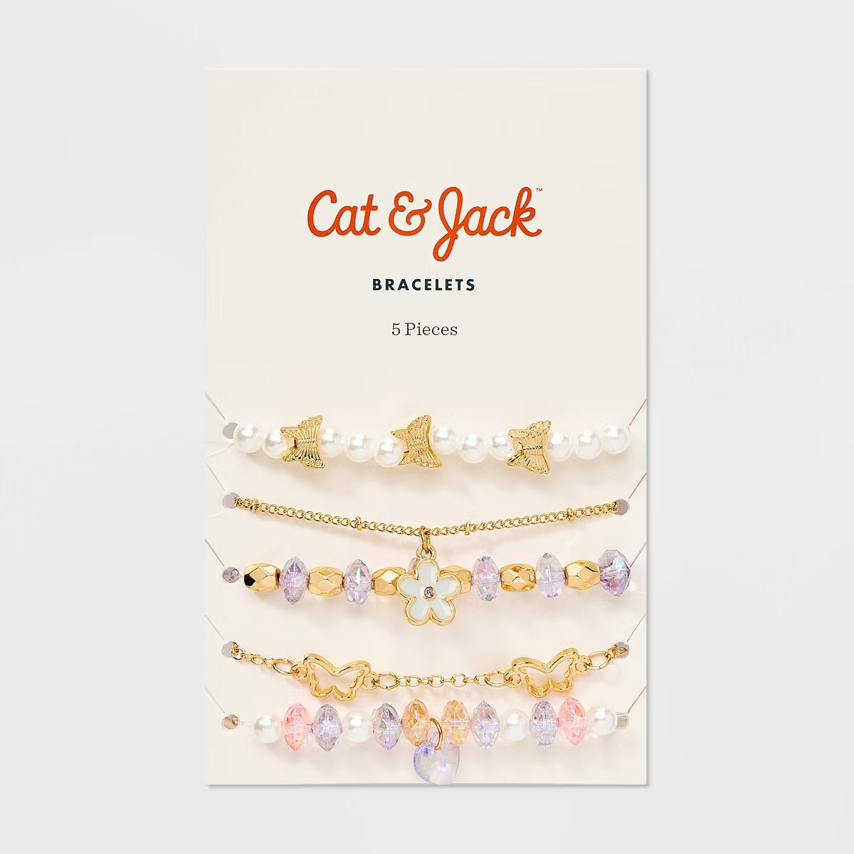 Girls' 5pk Flowers and Butterflies Bracelet Set - Cat & Jack™️ Gold/Purple | Target