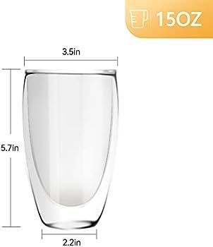[6-Pack,15 Oz]DESIGN•MASTER-Premium Double Wall Insulated Glass, Coffee or Tea Glass Mugs, Ther... | Amazon (US)
