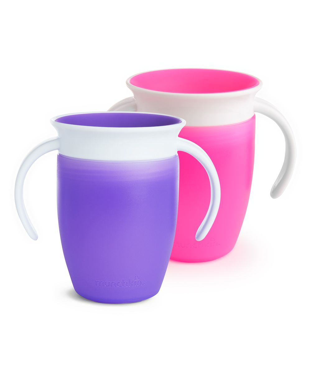 Munchkin Sippy Cups Pink/Purple - Pink & Purple 7-Oz. Miracle 360 Trainer Cup - Set of Two | Zulily