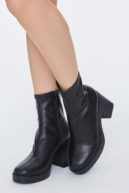 Faux Leather Platform Sock Booties | Forever 21 (US)