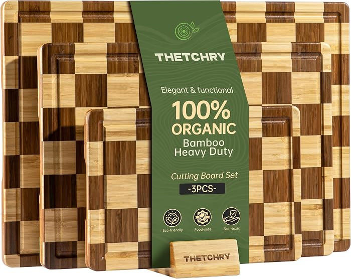 Checkered Cutting Board Set, Bamboo Cutting Board for Kitchen | Amazon (US)