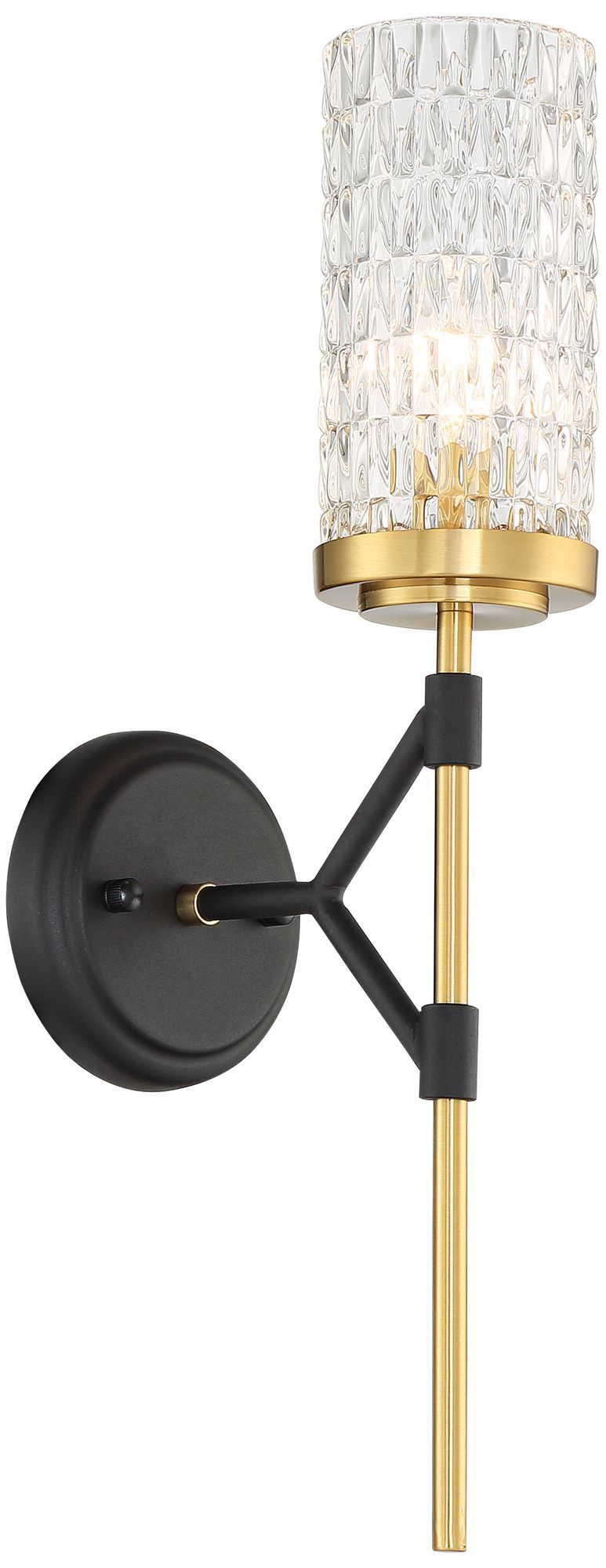 Possini Euro Design Darin Modern Wall Light Sconce Black Brass Hardwire 4 1/2" Fixture Faceted Cy... | Walmart (US)