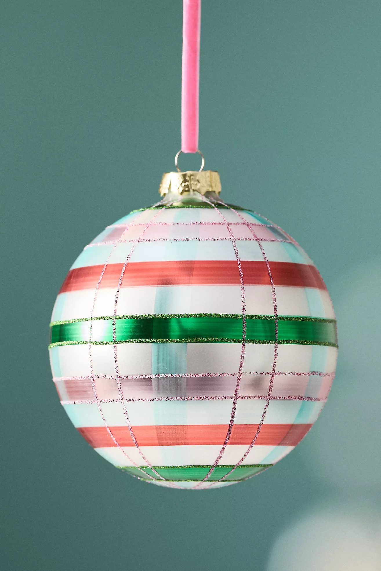Plaid Ball Glass Ornament | Anthropologie (US)