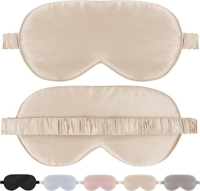 Blackout Silk Sleep Mask, Light Blocking Silk Eye Mask for Women Sleeping, 100% Mulberry Silk Tra... | Amazon (US)