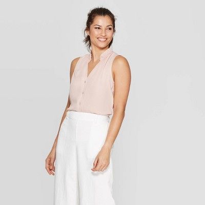Women's Sleeveless Split Neck T-Shirt - A New Day™ Light Pink | Target