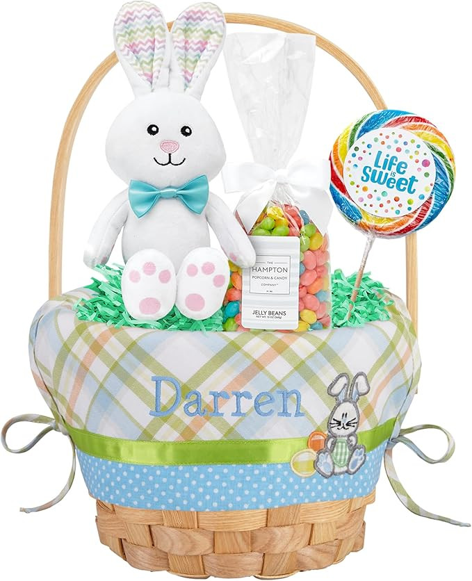 Let's Make Memories Personalized Easter Basket for Kids - For Boys - For Girls - Embroidered Name... | Amazon (US)