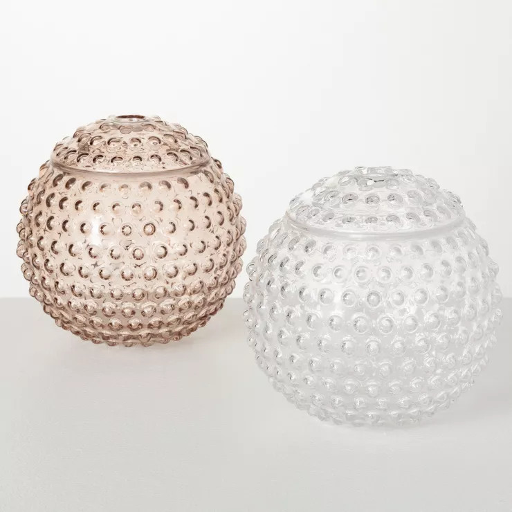 8"H Sullivans Hobnail Orb Vases With Lids Set of 2; Multicolored | Target