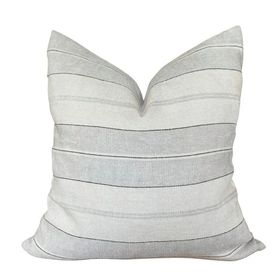 Monteagle Stripe in Dove Pillow Cover // Designer Throw Pillow // Modern Farmhouse Pillow // High... | Etsy (US)