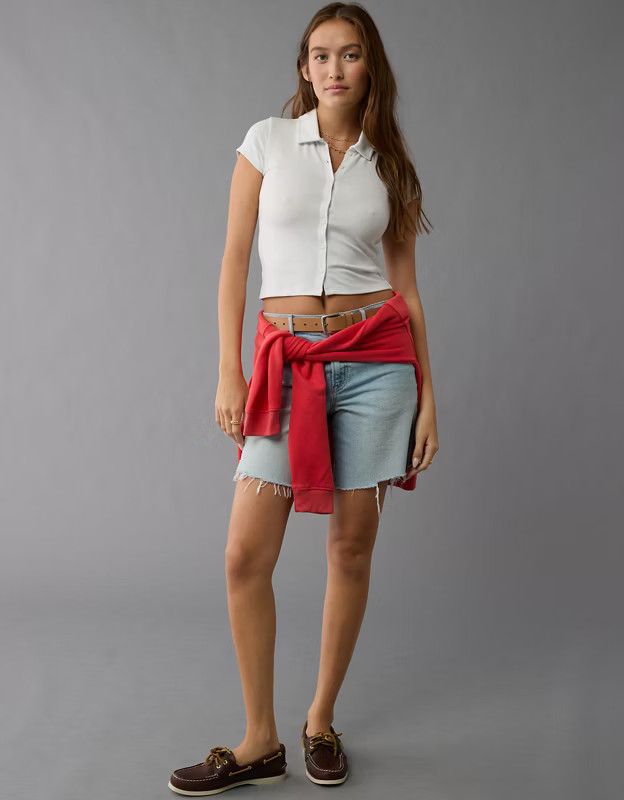 AE Collared Button-Up T-Shirt | American Eagle Outfitters (US & CA)