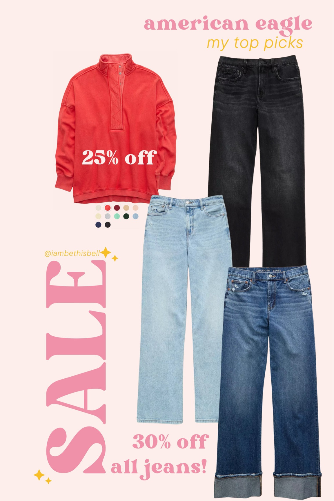 American Eagle is my go to for jeans!! They’re having a great sitewide sale right now!!