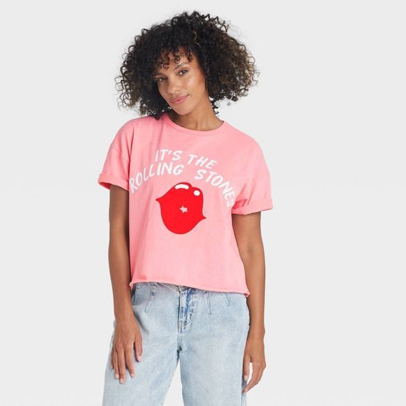 Women's The Rolling Stones Lips Short Sleeve Graphic T-Shirt - Pink | Target