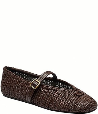 COACH Sculpted C Soft Mary Jane Raffia Ballet Flats - 9.5 | Dillard's