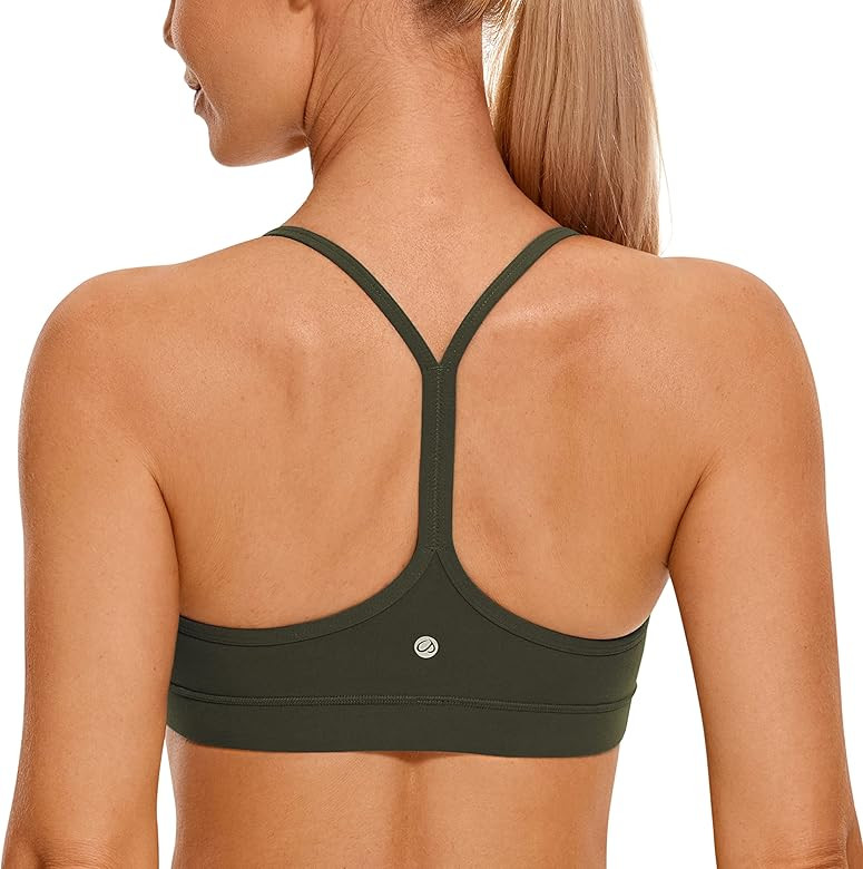 CRZ YOGA Womens Butterluxe Y Back Sports Bra - Padded Racerback Low Impact Spaghetti Thin Strap B... | Amazon (US)