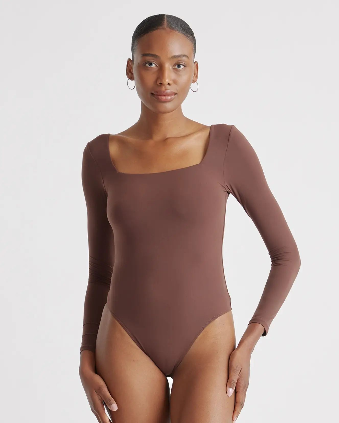 Second Skin Square Neck Long Sleeve Bodysuit | Quince