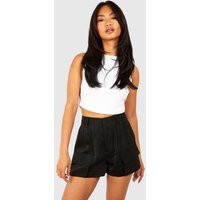 boohoo Women's Satin Cargo Utility Shorts in Black | Size: 4 | Denim/Satin | boohoo (US & Canada)