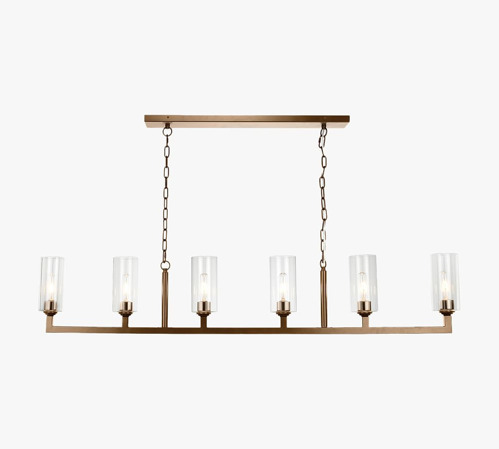 Kasson 6-Light Glass Linear Chandelier | Pottery Barn (US)