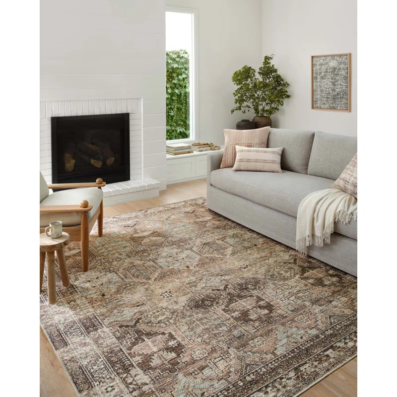 Billie Machine Woven / Power Loomed Performance Clay/Sage Rug | Wayfair North America