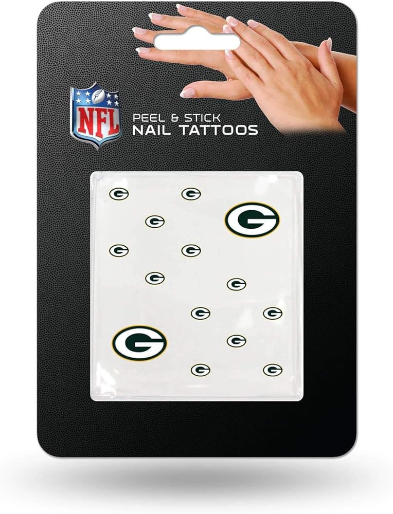 NFL Green Bay Packers Nail Tattoos, Set of 12 Plus 2 Face Tattoos | Amazon (US)
