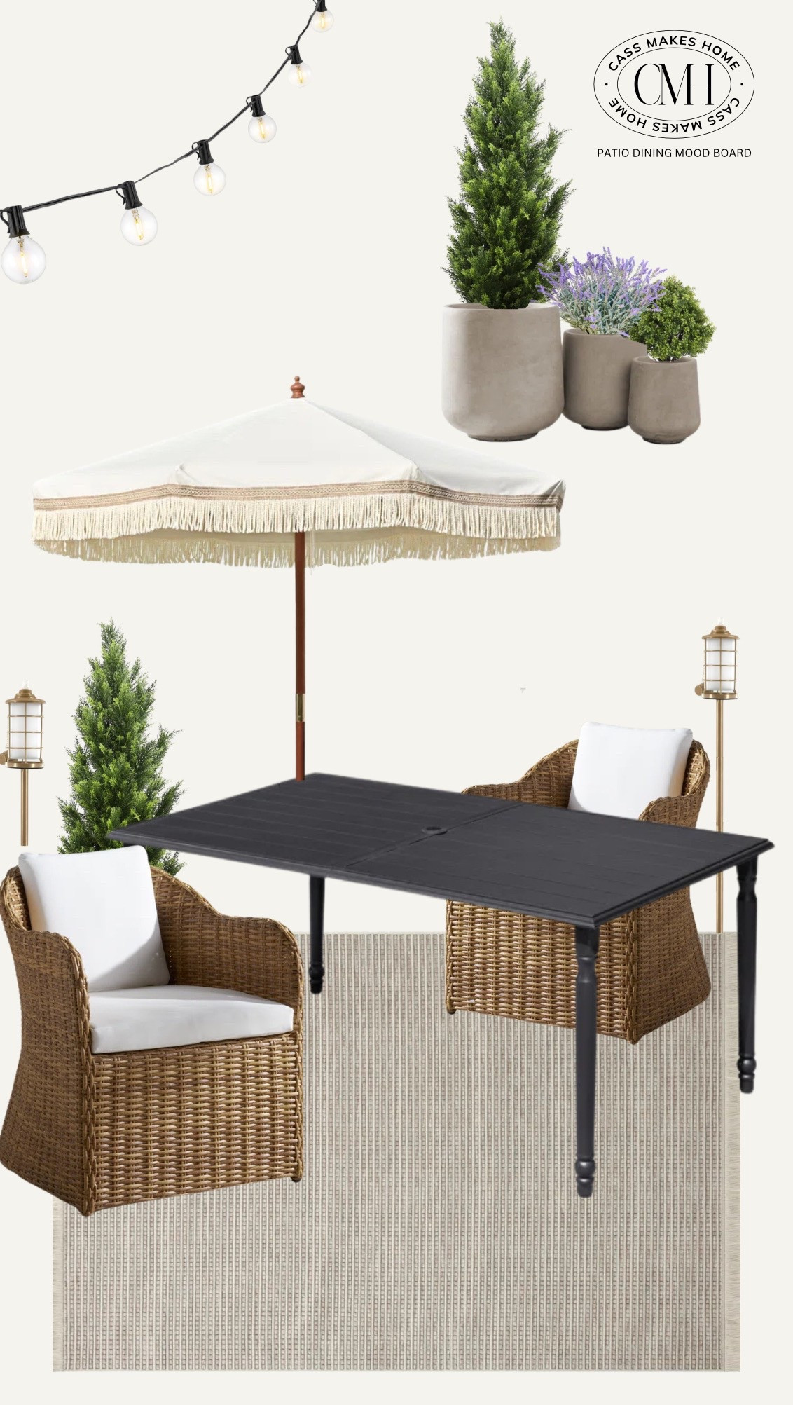Currently in a constant state of daydreaming about warm weather and enjoying our patio spaces. I saw these outdoor chairs on Pinterest and honestly I don’t think it gets better than these. These seem super comfortable and also look very high-end and gorgeous. I’m also such a big fan of a fringe umbrella and this one is perfect to me. I’ve seen this set of planters a few times too, and I’m convinced I need to buy because you can never have too many planters and they are so affordable. I think the recipe for a perfect outdoor dining space is a good table and chairs, plus some string lights for the atmosphere, and lots of planters with various plants. Did you know that lots of plants are known to repel mosquitoes? one of those is lavender! Which also happens to be one of my favorites just because it’s so beautiful. Lots of potted plants really make an outdoor living space feel so magical ✨

#LTKSeasonal #LTKHome #LTKSpringSale