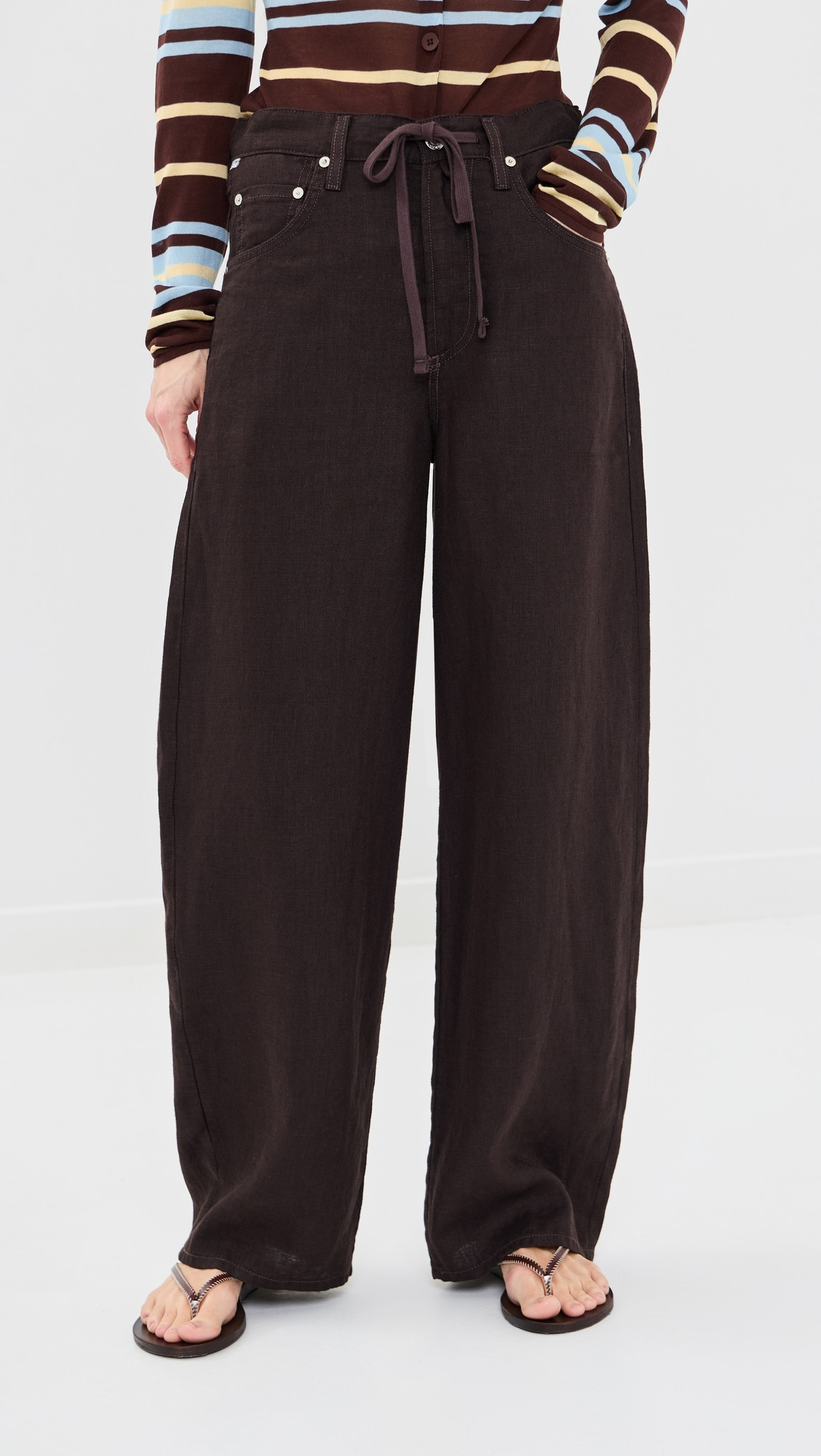 Citizens of Humanity Petite Brynn Linen Pants Chocolate 23 | Shopbop