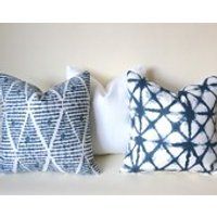 Indigo Collection: Blue Outdoor Pillow Covers / Navy Shibori Pillow cover / Blue Patio Pillow / Boho Pillow Cover / Outdoor 16x16 18x18 | Etsy (US)
