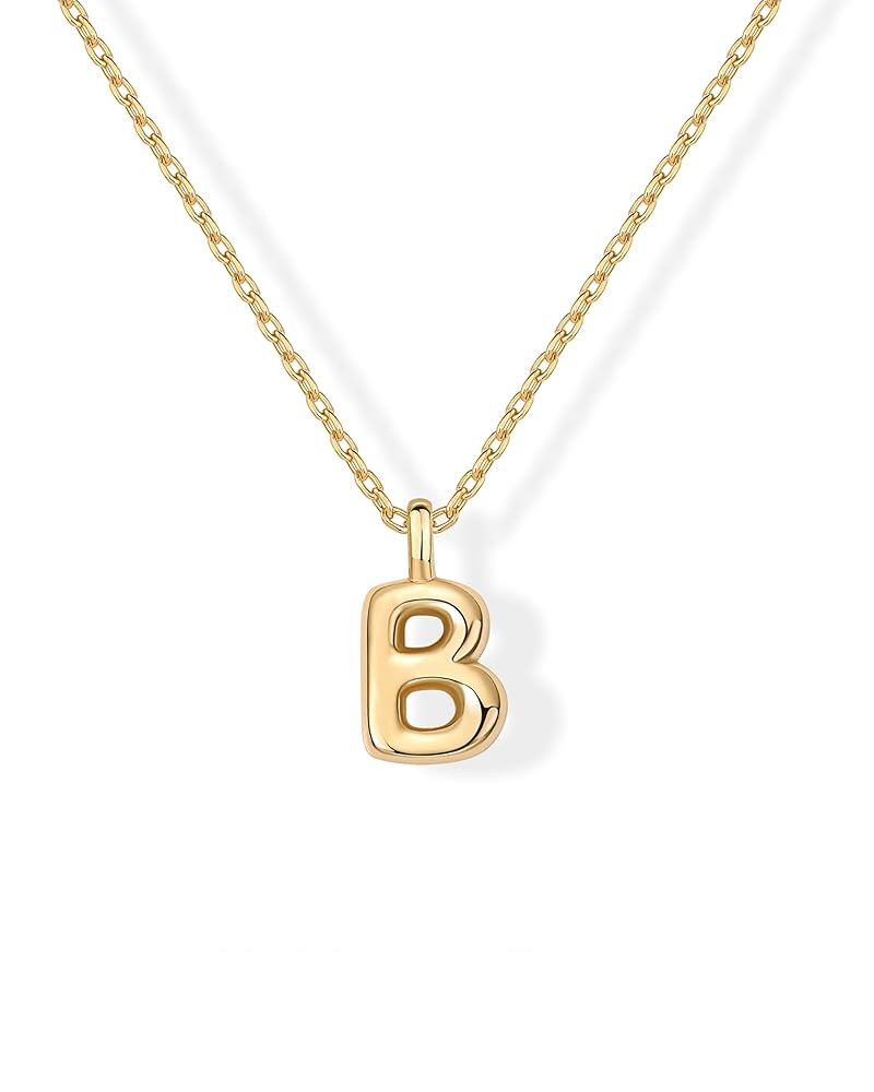 PAVOI 14K Gold Plated Dainty Chunky Bubble Initial Letter Pendant Necklace for Women | Alphabet L... | Amazon (US)