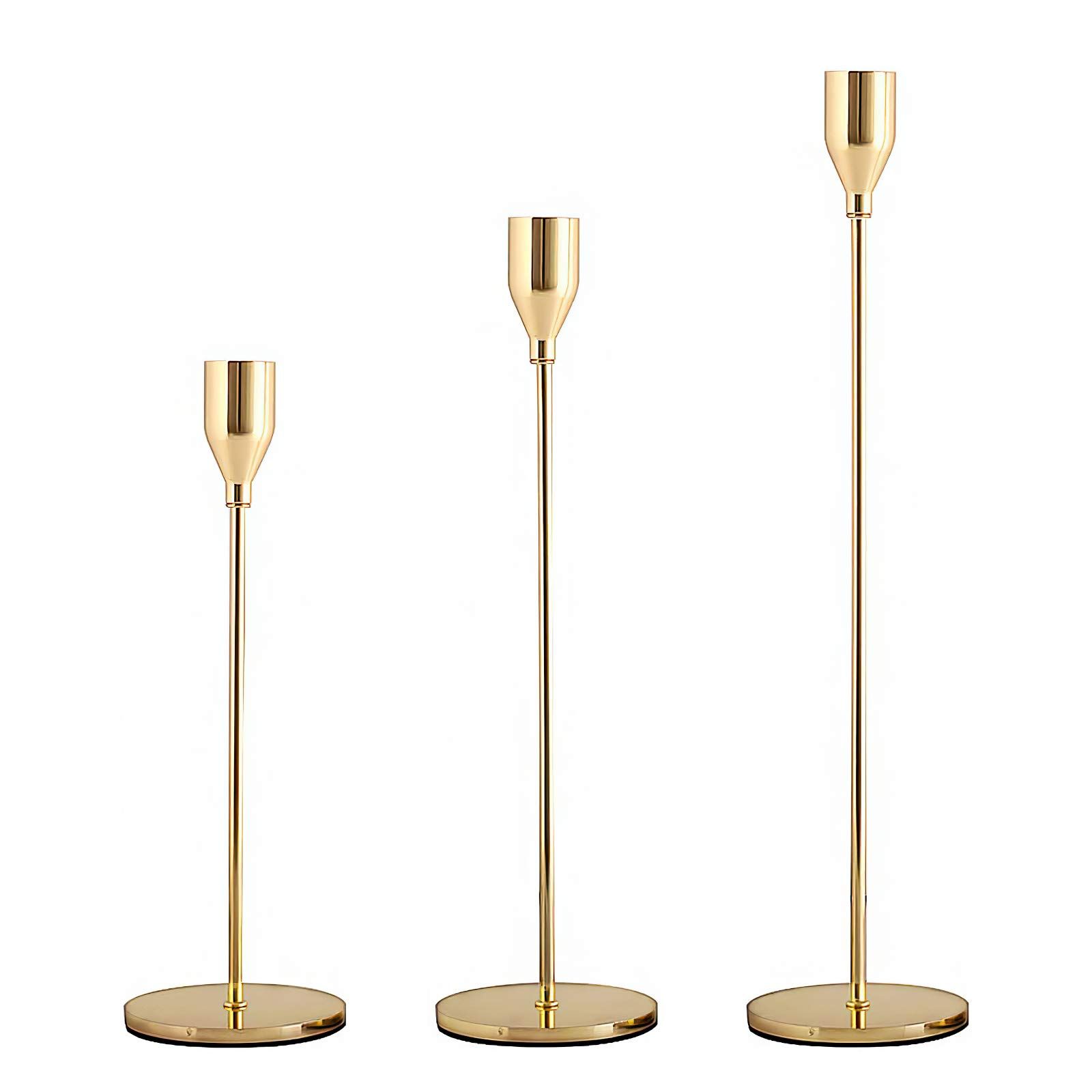 SHIONSON Gold Candlestick Holders Set of 3 for Taper Candles,Table Decorative Metal Candle Holders f | Amazon (US)