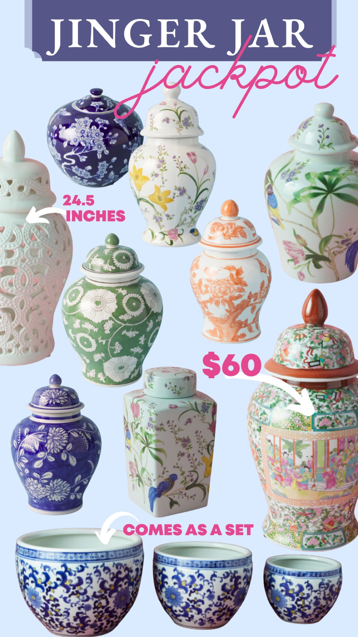 Chinoiserie jinger jars and temple jars, perfect for the blue and white lovers and grand millennial decor enthusiast! 

#LTKhome #LTKunder100 #LTKstyletip