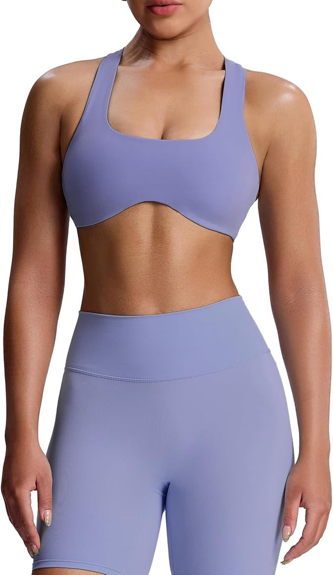 Aoxjox Women's Workout Sports Bras Fitness Define Sculpt Racerback Bra Yoga Crop Tank | Amazon (US)