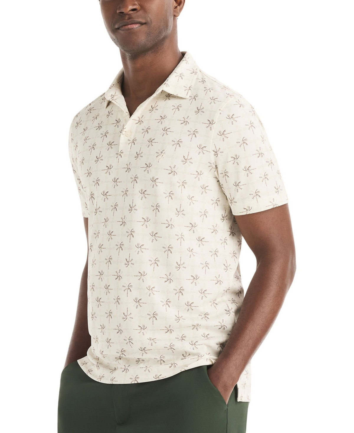 Nautica Men's Palm Tree Print Golf Short-Sleeve Polo Shirt - Natural | Macy's