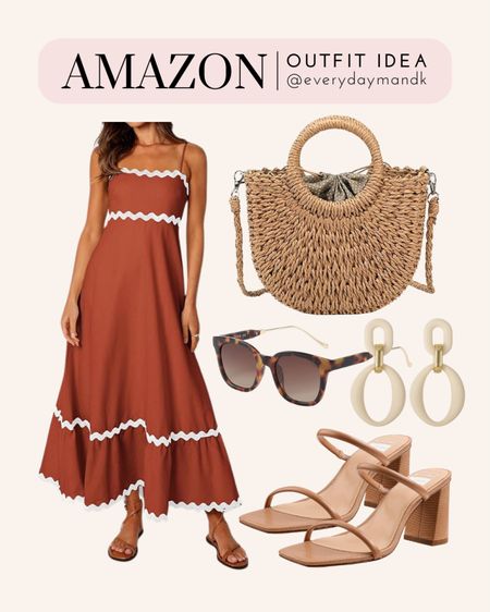 Are you vacation ready!? Love this resort wear look! A flowy maxi, cute strapped sandals and some fun accessories 🤩💕🌸