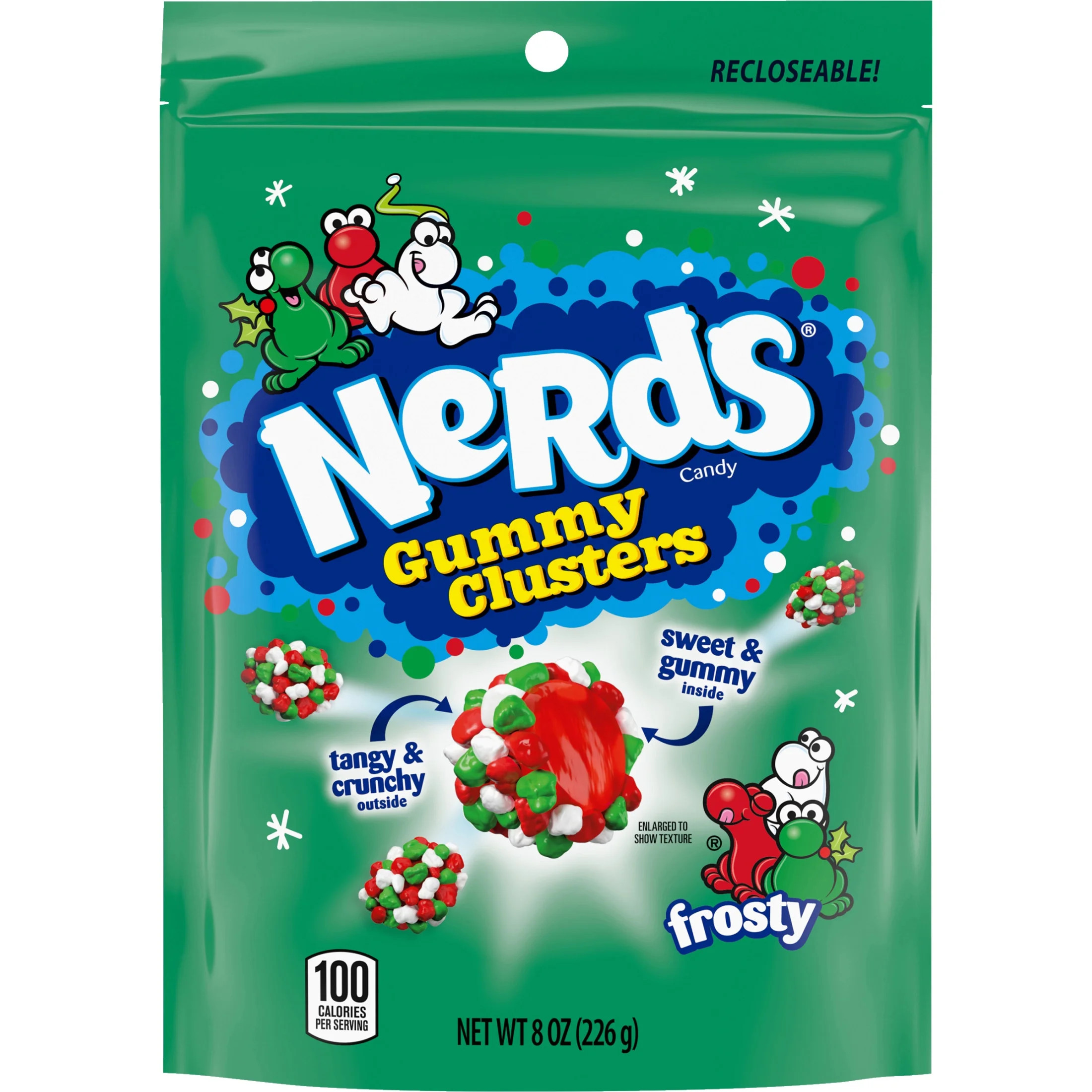 NERDS Frosty Gummy Clusters, Resealable Stand Up Bag, Christmas Candy, Red and Green Candies, 8oz | Walmart (US)