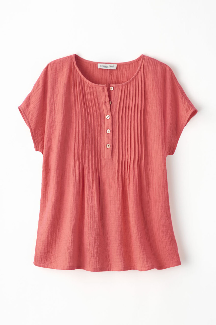 Summer Breeze Gauze Pintuck Top | Coldwater Creek