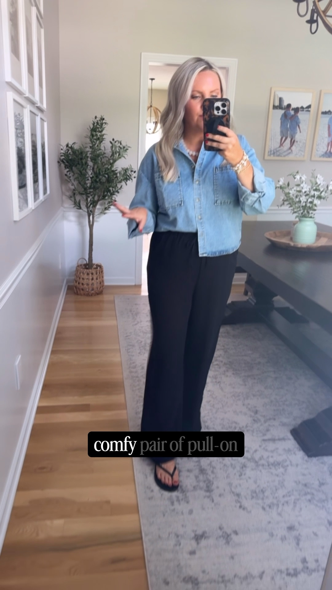 Comfy and casual outfit that you could wear to work or on the weekend! These pull on pants are so lightweight and perfect for warmer months too! This denim shirt is one of my most worn! I’m in size medium in the pants and the shirt. Both run true to size 
Workwear
Teacher outfit 
Casual outfit 
Spring outfit 


#LTKOver40 #LTKSeasonal #LTKootd