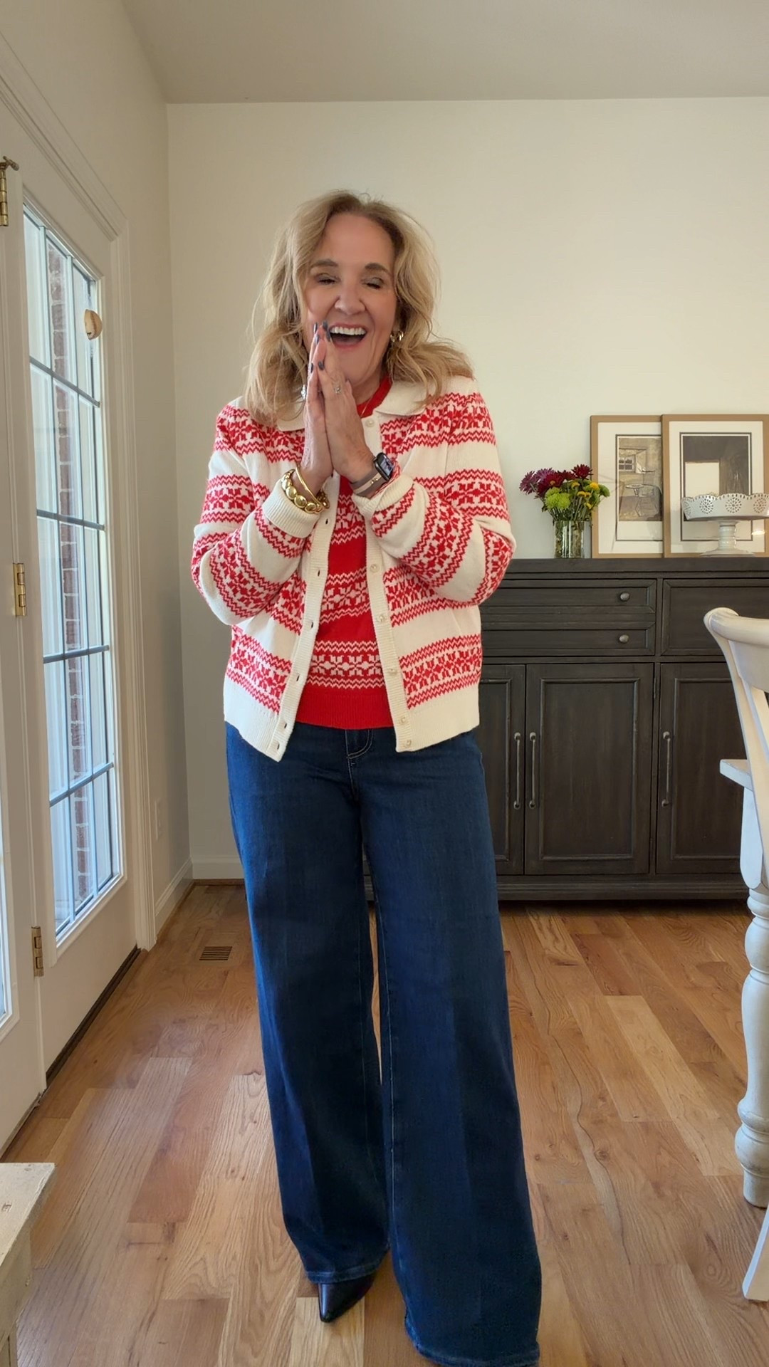 Boden sweater size medium
I’m wearing the Paige anessa jeans that is super flattering on all. I’m wearing a size 29. 25% off this weekend if you have the Anthropologie app on the denim.

@anthropologie @boden

#LTKOver40 #LTKHoliday #LTKootd