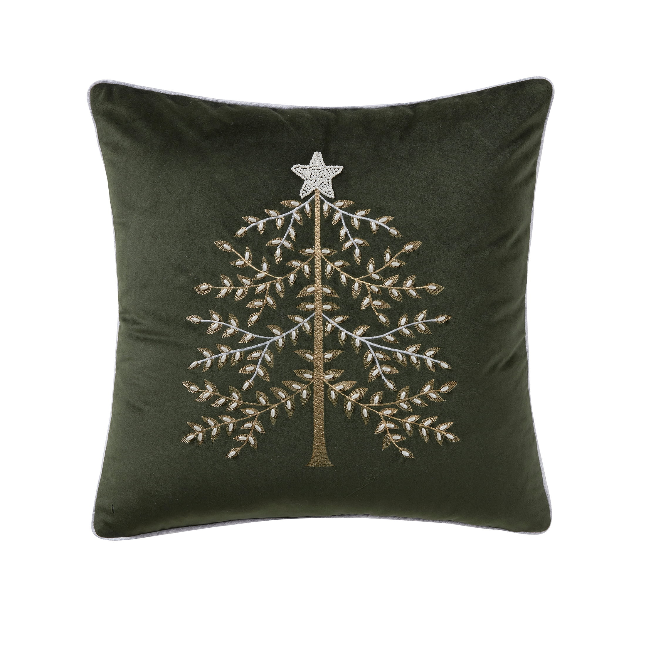My Texas House Margaret 20" x 20" Green Velvet Embroidered Decorative Pillow Cover - Walmart.com | Walmart (US)