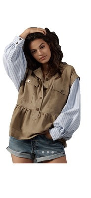 NWT Anthropologie Pilcro Shirt Sleeve Knit Babydoll Shacket Size XL | eBay US