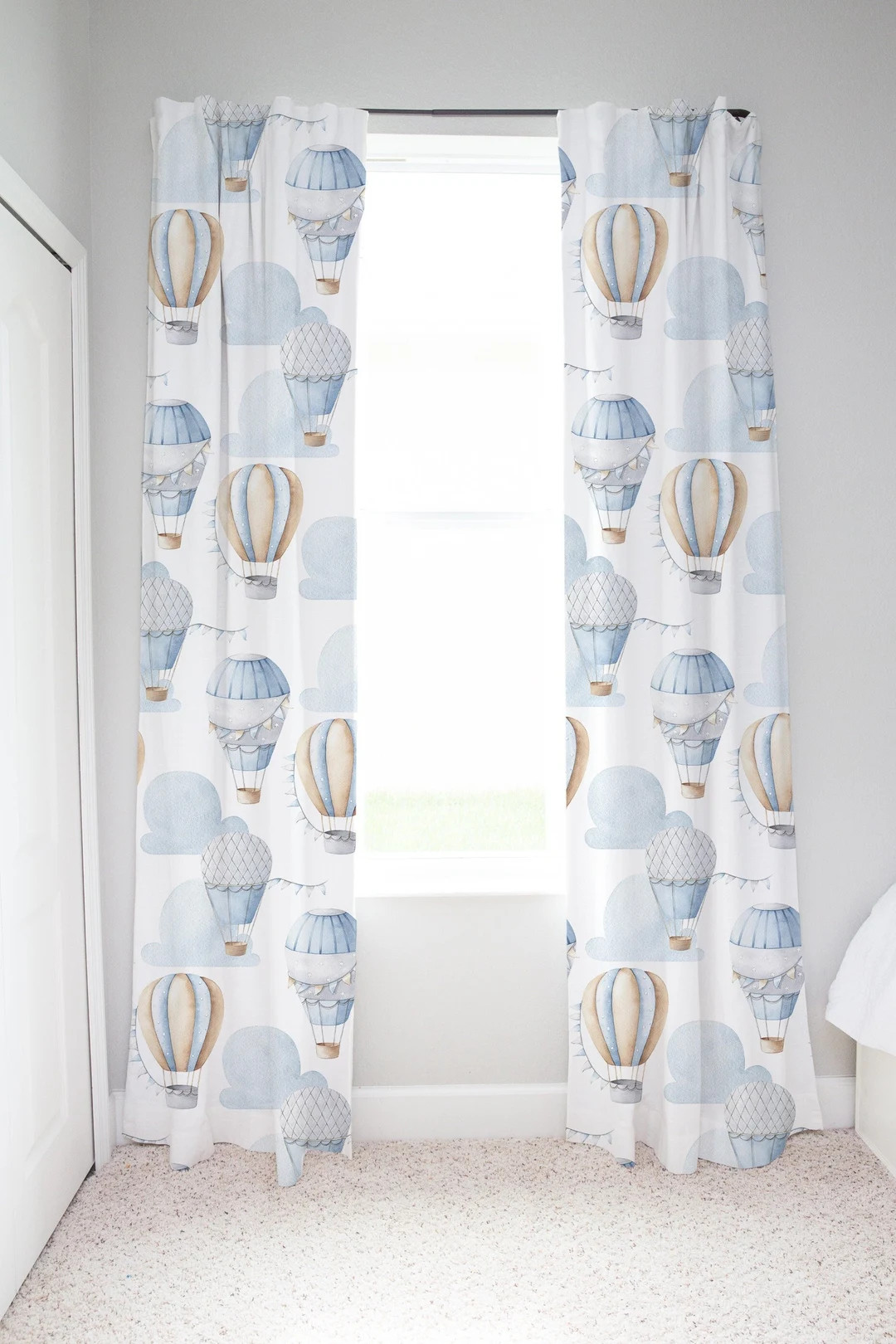 Hot Air Balloon Curtains, Blue Nursery Window Curtains, Baby Boy Nursery Curtains, Blackout Curta... | Etsy (US)