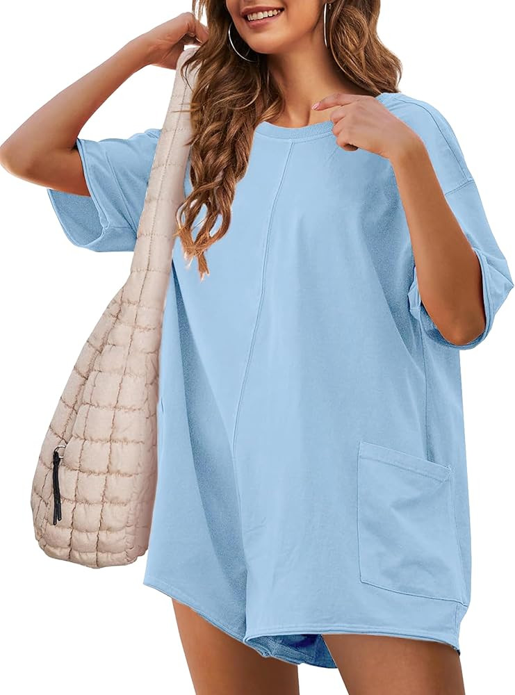 UANEO Rompers for Women Casual Oversized Athletic Jumpsuits Overalls Workout Hot Shot Tee Romper | Amazon (US)