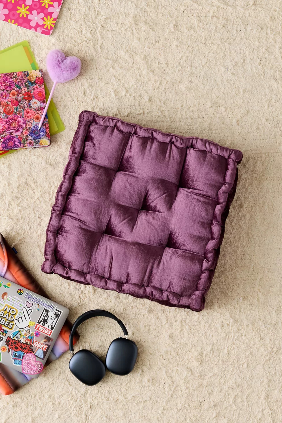 Ruthie Velvet Floor Pillow | Urban Outfitters (US and RoW)